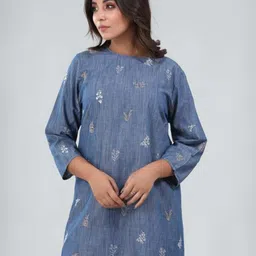 Miss & Chief Women Printed Thread Work Handloom Kurta image 3