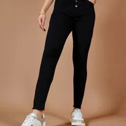 DOLCE CRUDO Black High Rise Stretchable Jeans-image-38