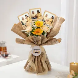 Personalized Fridge Magnet And Yellow Gerberas Bouquet For Dad-picture-20