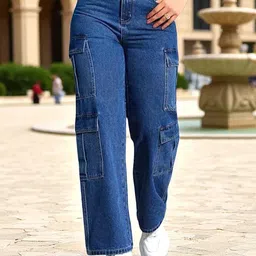 ROBECULT COLLECTION Women Comfort Wide Leg High-Rise Acid Wash Stretchable Jeans-picture-28