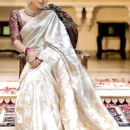 KSALIYA White Art Silk Sarees image 5