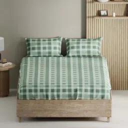 Bianca Palladium Green Cotton 144 TC 115 GSM King Size Bedsheet With 2 Pillow Covers-image-0