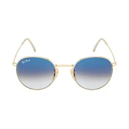Ted Smith Unisex Blue Lens & Gold-Toned Round Sunglasses with image 5