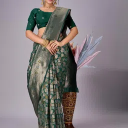 Sita Floral Woven Design Zari Jute Silk Kanjeevaram Saree image 4