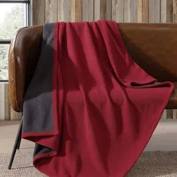 bsb home Grey & Red Fleece AC Room 400 GSM Double Bed Blanket-picture-25