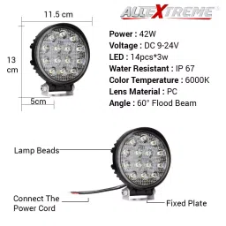 AllExtreme EX14FLH2 14 LED Spot Lamp for Cars and Bikes (42 W,‎White,2pc) image 2