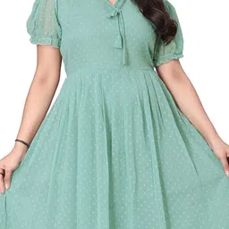 QENA Women Puff Sleeve Fit and Flare Midi Dress image 4