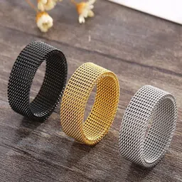 MEENAZ Men Set Of 3 Silver-Plated Stainless Steel Band Finger Ring-picture-29