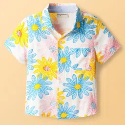 CrayonFlakes Boys Floral Printed Spread Collar Casual Shirt-image-72