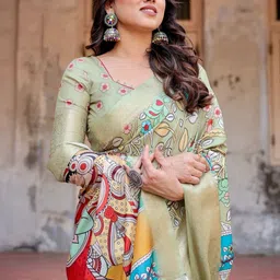 MAHARANI COUTURE Floral Printed Tussar Saree image 4