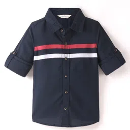 INFINITY Cotton Woven Full Sleeves Striped Shirt - Navy Blue-picture-25