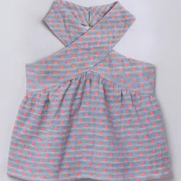Taffykids 100% Cotton Sleeveless Polka Dots Embroidered Top - Multi Colour-picture-21
