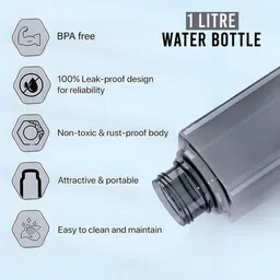 Kuber Industries Black Set of 6 Plastic Solid Water Bottle image 4