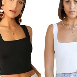 SRISARAS Women Pack Of 2 Shoulder Straps Crop Tank Top-picture-17