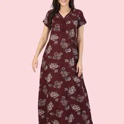 Cloud Soft Women Floral Printed Maxi Nightdress-image-5