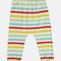 MINI KLUB Cotton Pack Of 2 Solid & Striped Diaper Pajamas - Blue & White image 5