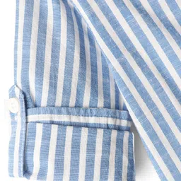 Babyhug Cotton Woven Full Sleeve Mandarin Collar Stripe Shirt - Blue image 4