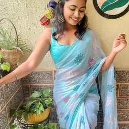 all about you Embellished Sequinned Pure Georgette Designer Saree image 4