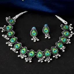 Sangria Silver-Plated Stainless Steel American Diamond Jewellery Set-image-5