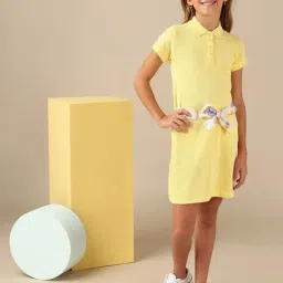 U.S. Polo Assn. Girls Yellow Solid A Line Polo Dress-picture-23