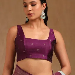 Soch Powder Blue Silk Blend Zari Saree With Stitched Blouse image 5