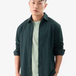 The Souled Store Teal Regular Fit Textured Shirt-image-29