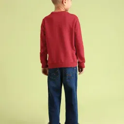 U.S. Polo Assn. Boys Red Full Sleeves Crew Neck Sweatshirt image 2