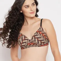 Clovia Brown Printed Padded Bra-image-70