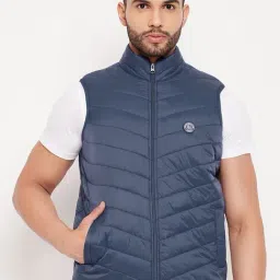 Duke Denim Blue Slim Fit Quilted Jacket-image-23