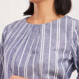 Fablestreet Blue & White Cotton Striped Top image 5