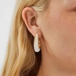 Accessorize London White Golden Earrings for Women-image-2