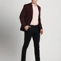 Turtle Maroon Relaxed Fit Texture Blazer image 5