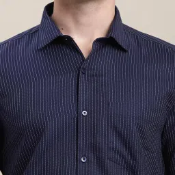 Turtle Blue Cotton Slim Fit Striped Shirt image 5