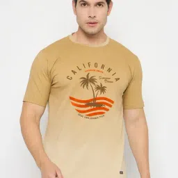 Duke Beige Slim Fit Printed T-Shirt-image-2