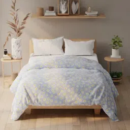 KOPA Blue & Yellow Microfibre Floral Double Comforter-image-84