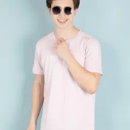 Crimsoune Club Purple Cotton Slim Fit Logo Printed T-Shirt-image-10