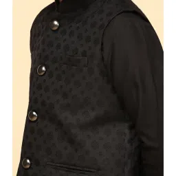 KISAH Boys Black Embroidered Nehru Jacket image 5