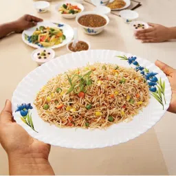 Larah by Borosil Nina Fluted White Opalware 21 Pieces Dinner Set image 5