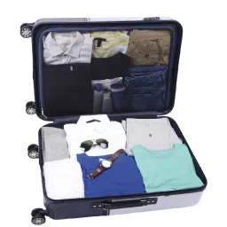 TOMMY HILFIGER Twins Pro White & Navy 8 Wheels Large Hard Cabin Trolley Bag image 5