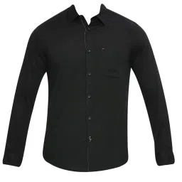 Basics Black Cotton Slim Fit Shirt image 5