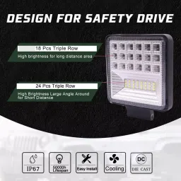 AllExtreme EX126W1 42 LED Fog Light Waterproof Square Led Flood Lamp Offroad Driving Work Light for Bikes Cars and Motorcycle (126W, White Light, 1 Pc) image 3