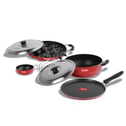 Sumeet Elegant Design Red Aluminium Cookware Set image 5