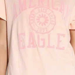 American Eagle Outfitters Peach Cotton Graphic Print T-Shirt image 5