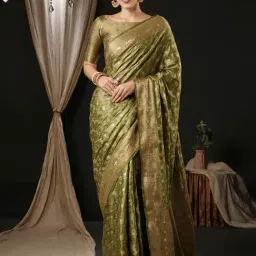 Saree Mall Green Silk Woven Saree With Unstitched Blouse-image-66
