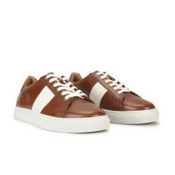 Guess Men's Tan & White Striped Casual Sneakers image 3