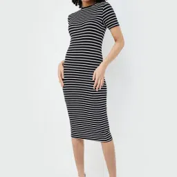 Ginger by Lifestyle Black & White Striped Midi Dress-picture-22