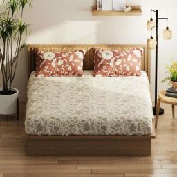 Bianca Classic Feel Beige & Grey Fabric 152 TC 120 GSM Double Size Bedsheet With 2 Pillow Covers-picture-18