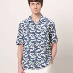 U.S. Polo Assn. Denim Co. White & Blue Cotton Relaxed Fit Printed Shirt-picture-34