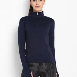 appulse Women High Neck Pockets Slim Fit T-shirt-image-0