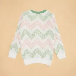 Pantaloons Junior Off White Self Design Full Sleeves Sweater image 2